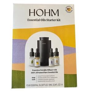 Hohm Essential Oils Starter Kit Waterless Portable Diffuser x 4 10ML Oil Samples